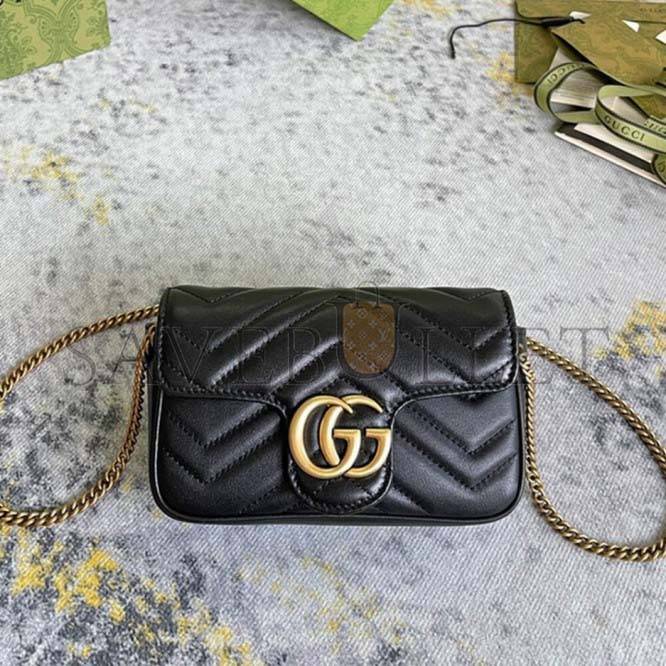 GUCCI MARMONT MATELASSE LEATHER SUPER MINI BAG 476433  (19.5*10.2*5.1cm)